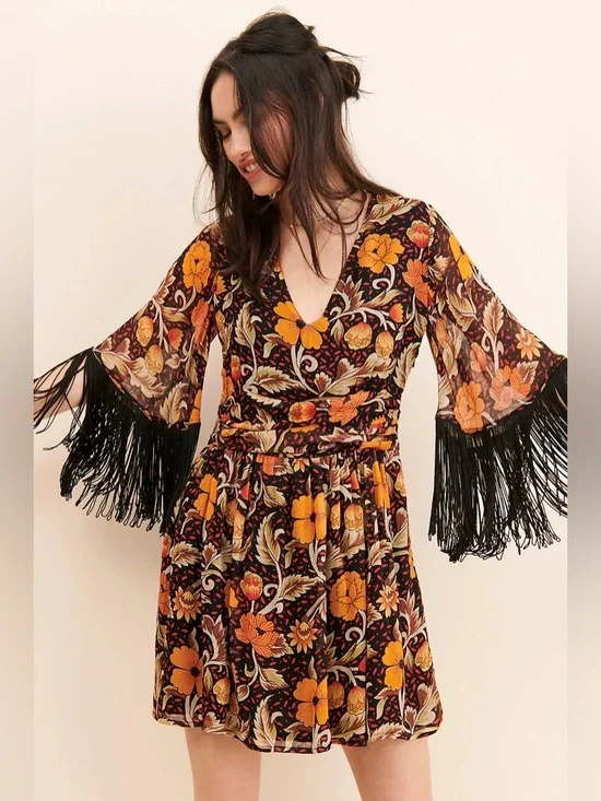 VERB Floral Fringe Mini Dress - Picture 1 of 11